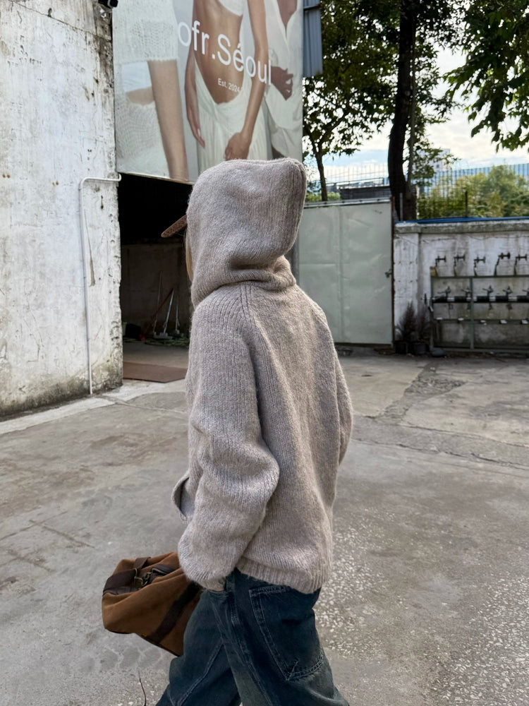 Embroidered Hood Knit Jacket CYE0018