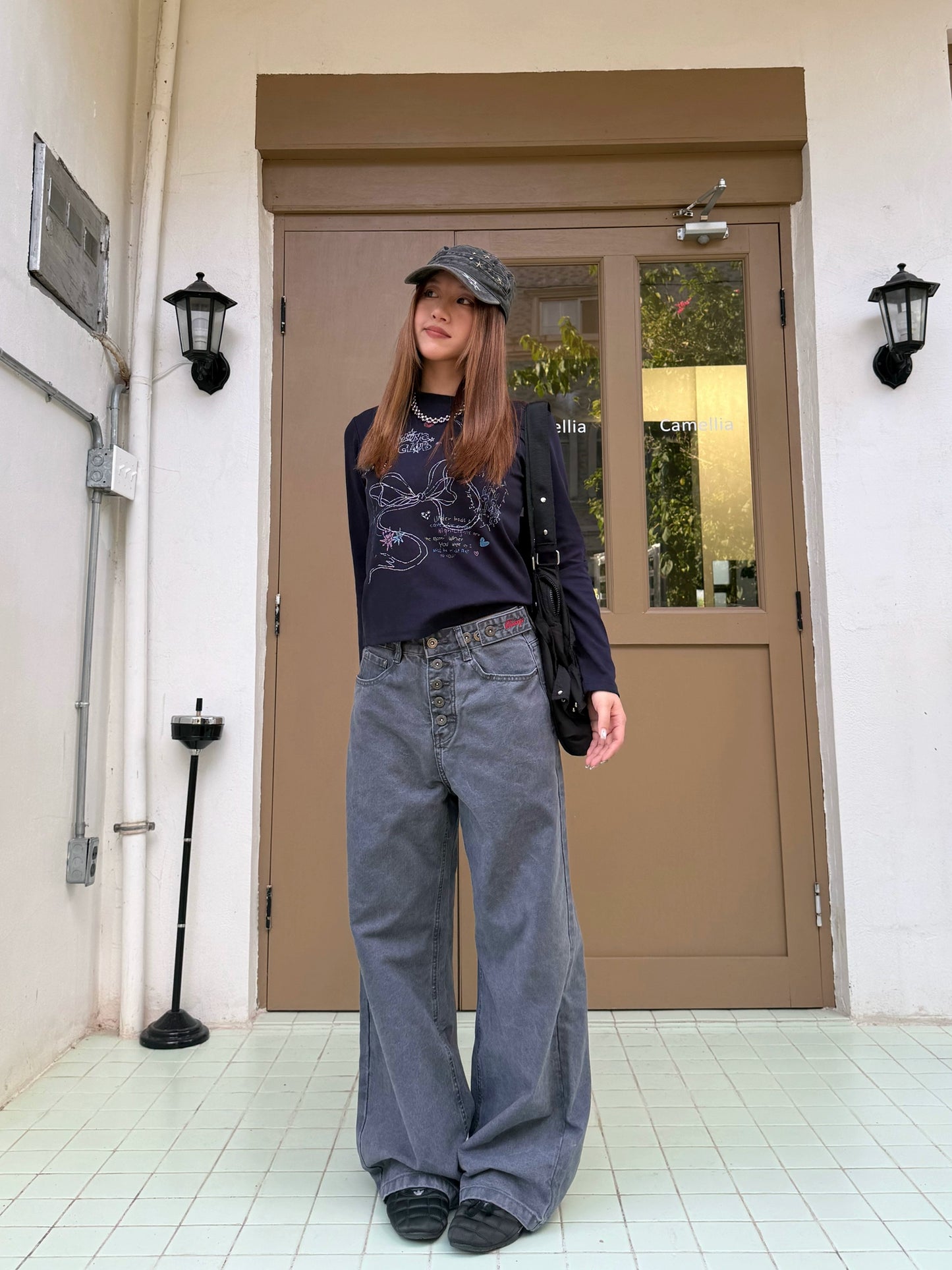 Straight Loose Button Work Pants CYE0019