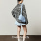 Black Striped 3D Blue Flower T-Shirt / Balloon Mini Skirt LLA0660