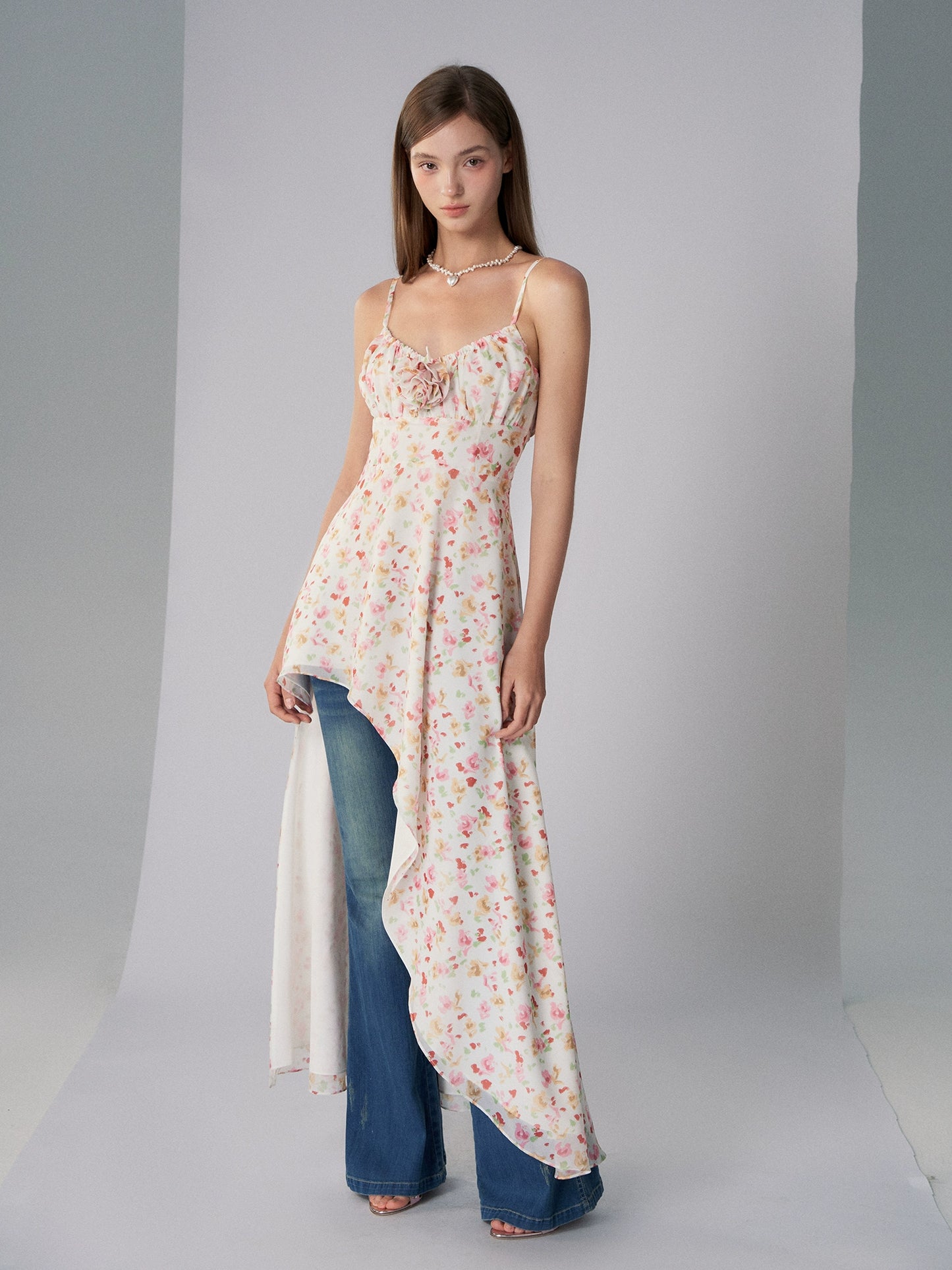 Floral Asymmetrical Cami Dress LDC0004