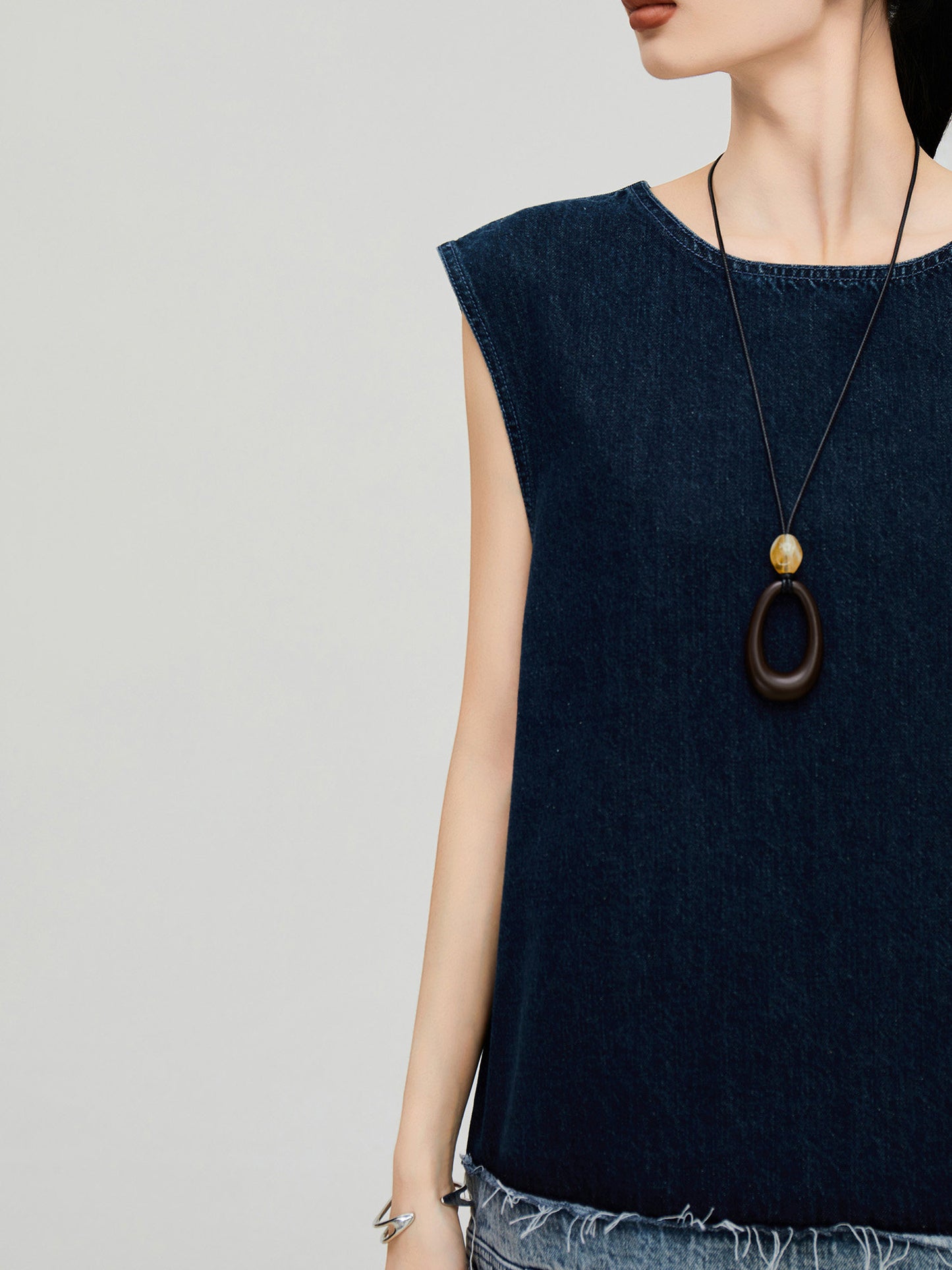 Denim Docking Design Sleeveless Dress FER0354