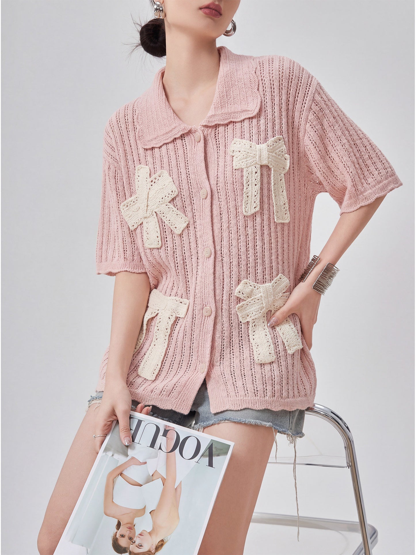 Ribbon Motif Knit Top FER0084