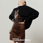 Cat Print Knit Top/Leopard Print Mini Skirt LLA0623