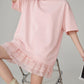 Pink Lace Docking T-Shirt Dress FER0212