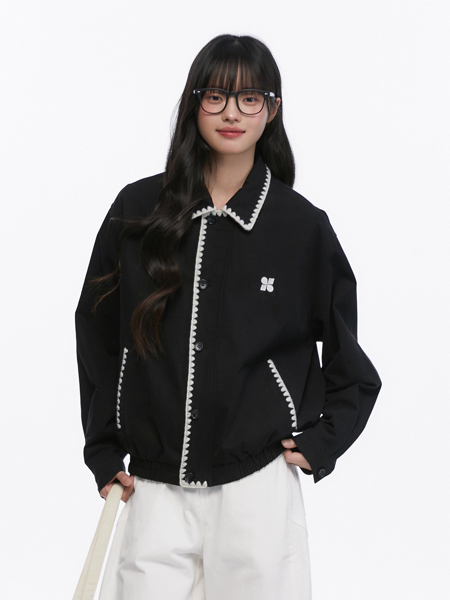 Shell Embroidered Harrington Jacket KIP0004