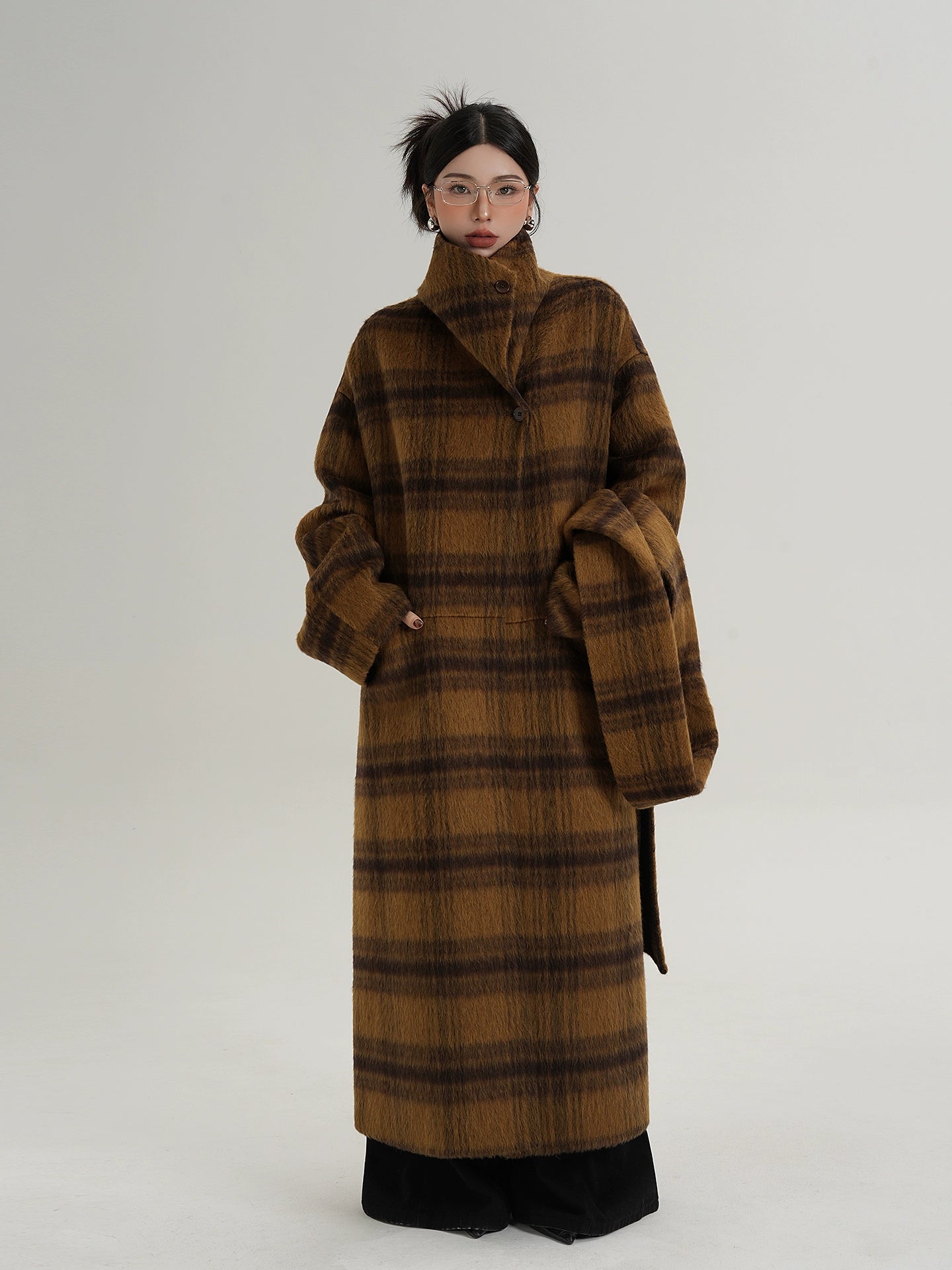Plaid Long Wool Coat SRS0390
