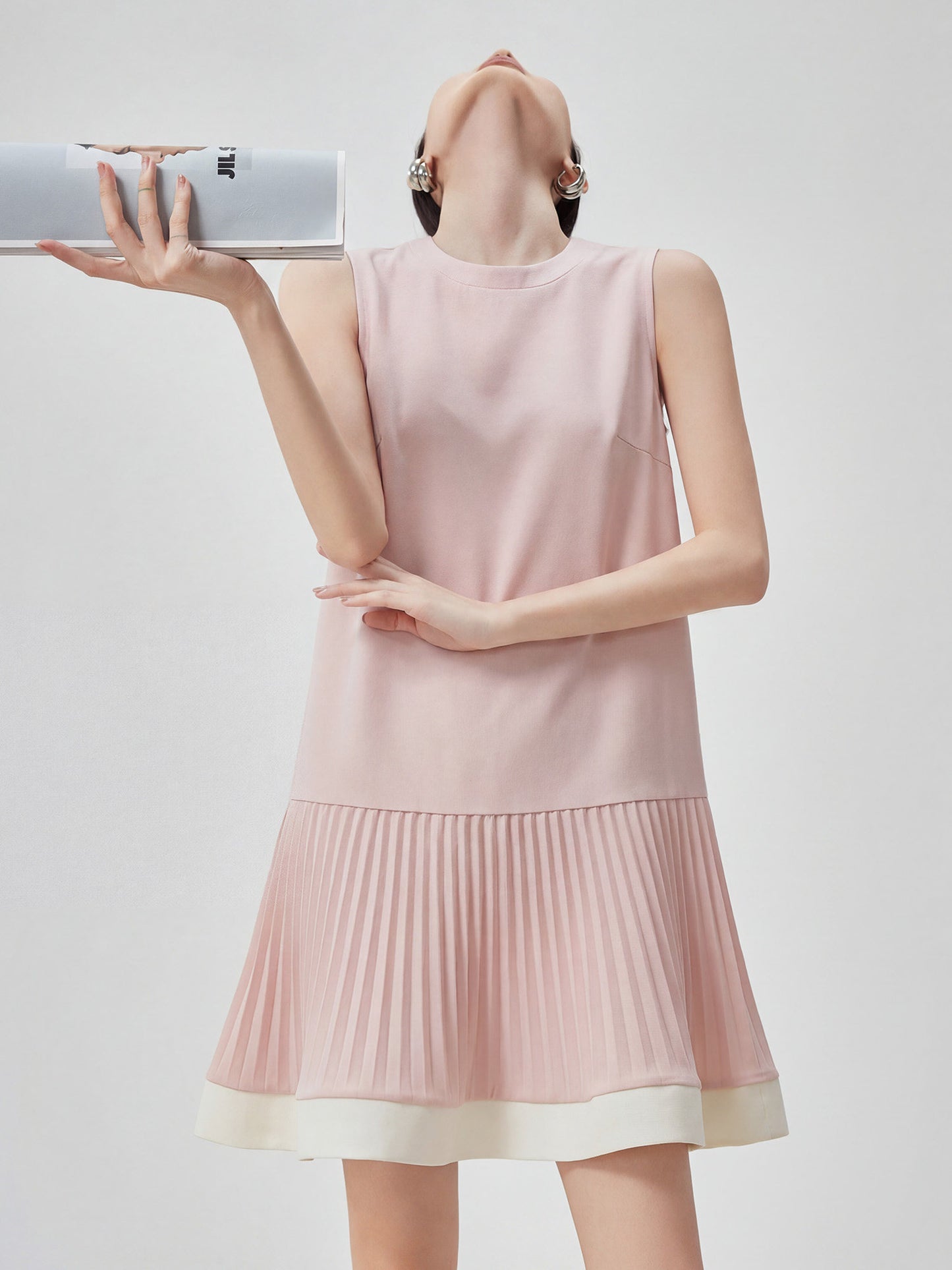 Low-Waist Pleated Design Dress FER0172