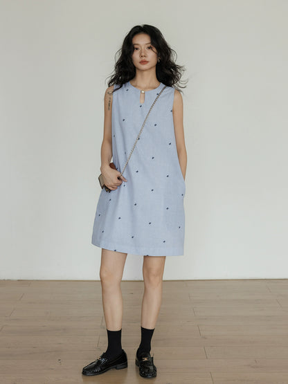 Ribbon Embroidered Sleeveless Dress VAS0092