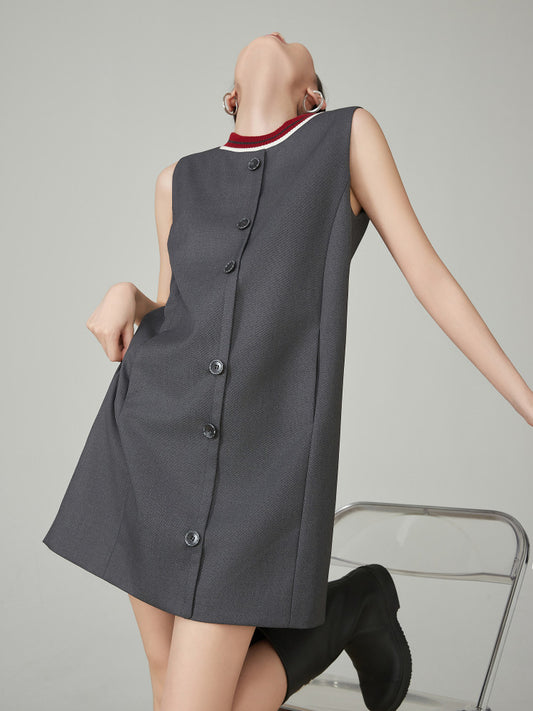 Collar Sleeveless Mid-Length Dress FER0083