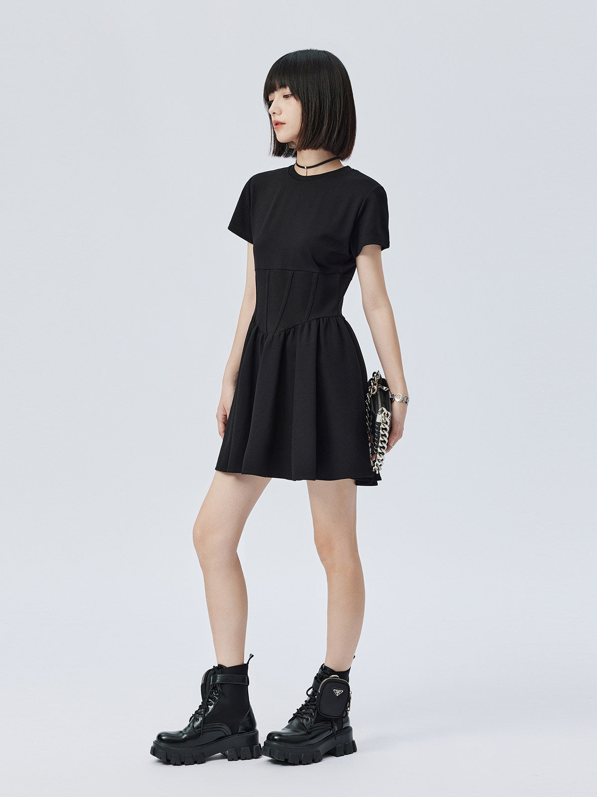 Round Neck Short Sleeve Dress SHN0008