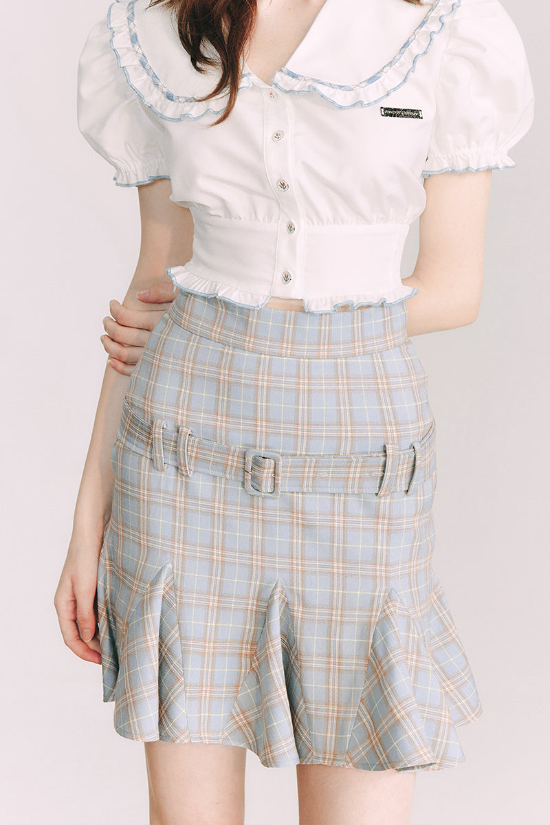 American Retro Ruffle High Waist Skirt GOU0102