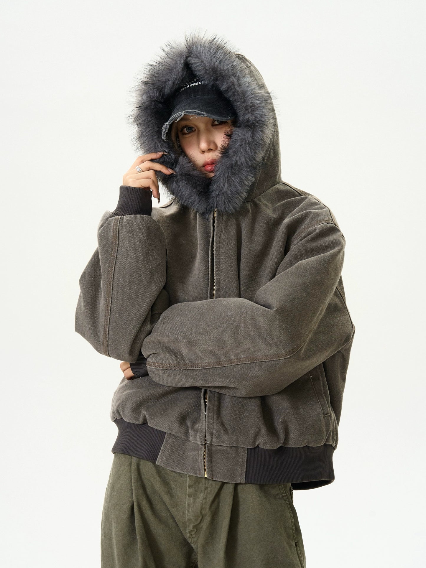 Fur Collar Short Cotton Coat MAD0011