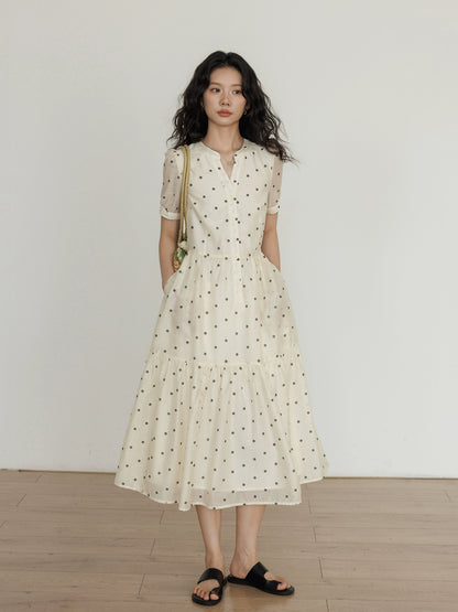 Floral Pattern Flare Long Dress VAS0134