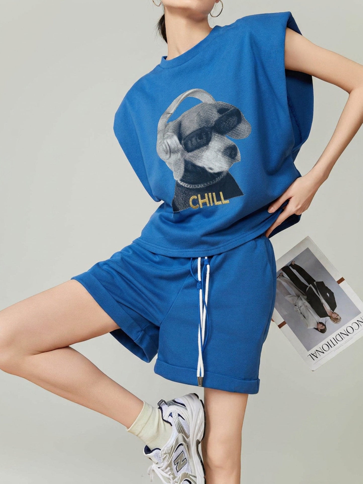 Dog Print Sleeveless Top / Shorts FER0322