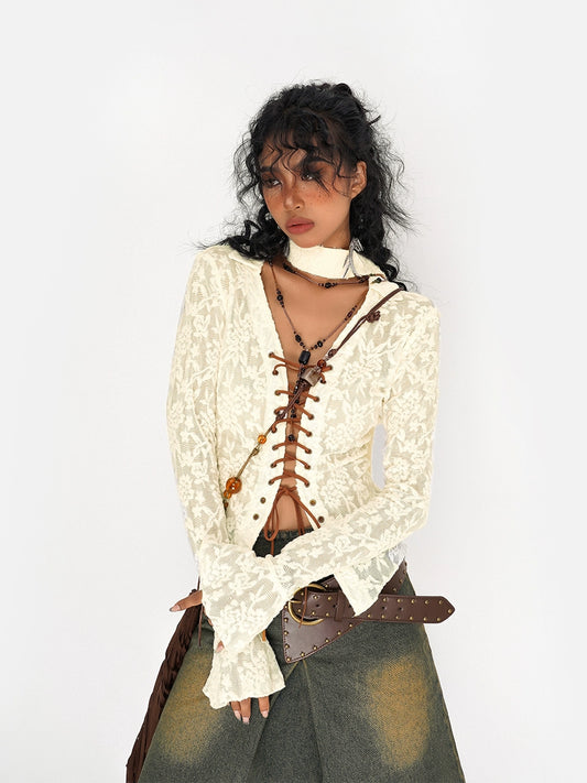 Vintage Lace Up Shirt NIM0001