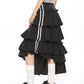 Asymmetry Side Line Tiered Long Skirt BGS0043