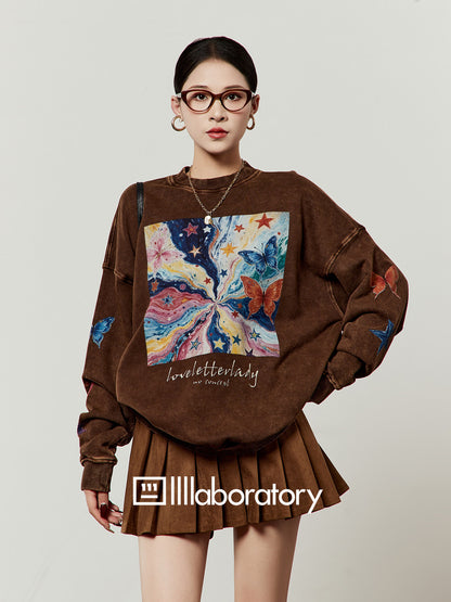 Big Print Sweatshirt Top / Pleated Skirt LLA0646
