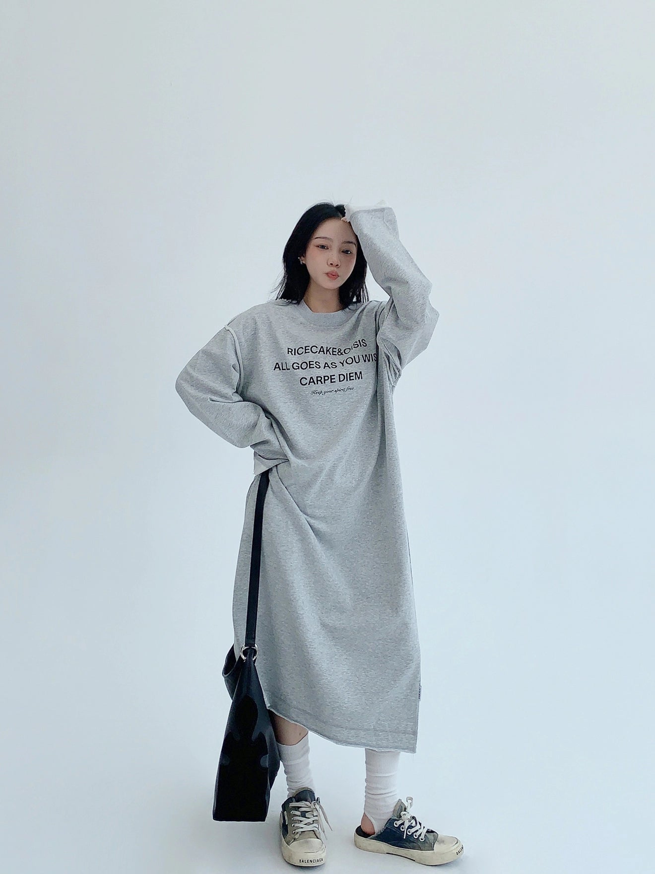 Logo Print Oversized Dress YLS0931