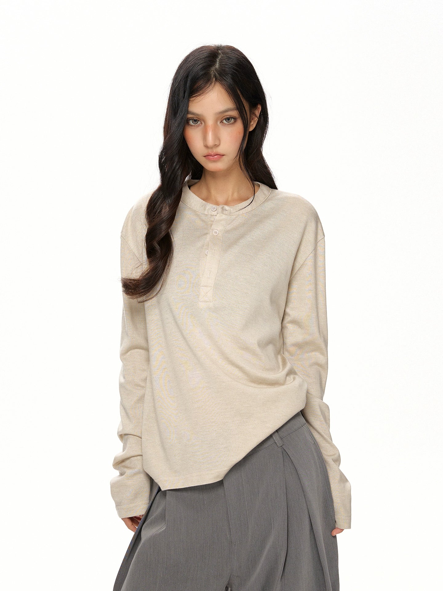Half Button Loose Long Sleeves VAT0015