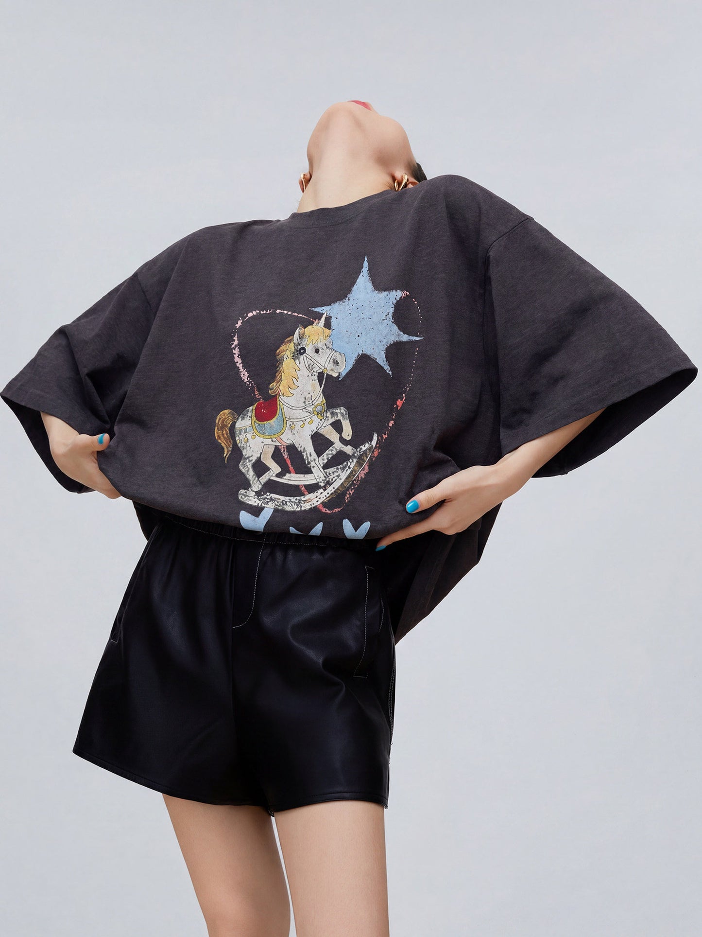 Trojan Print Oversized T-Shirt Dress FER0304
