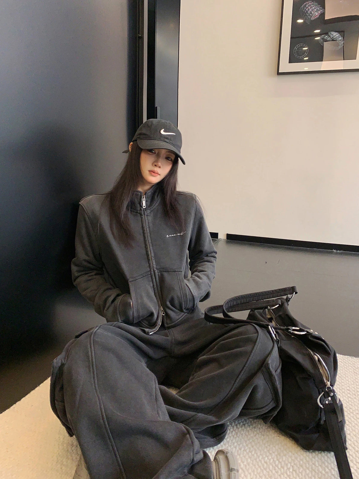 Vintage Double Zipper Jacket / Cargo Track Pants YLS1054