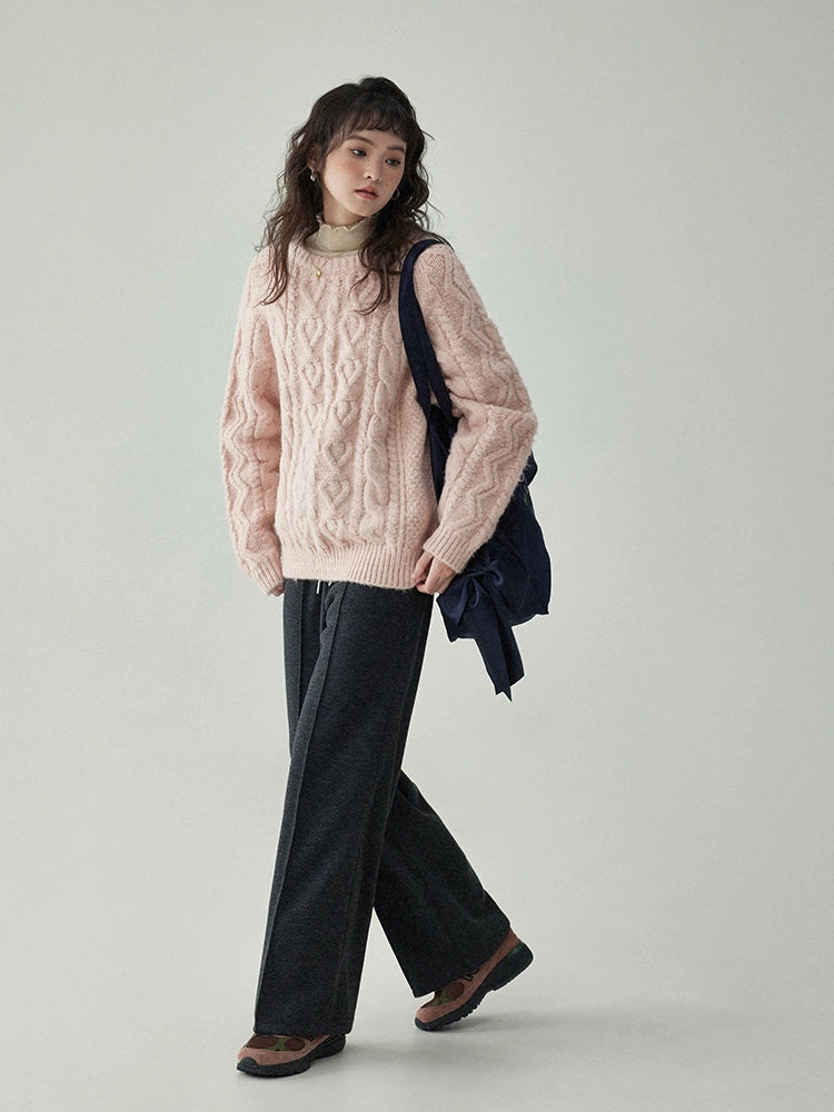 Round Neck Cable Knit Top AMU0042