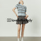 Polo Striped Tops / Pleated Skirts LLA0122