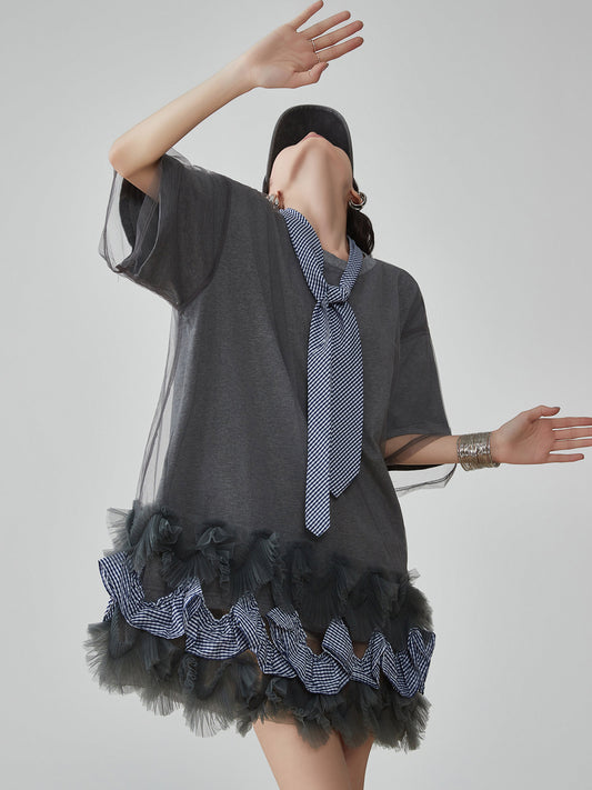 Hem Mesh Tulle Dress FER0159
