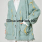 Light Green Contrast Knit Cardigan LLA0336