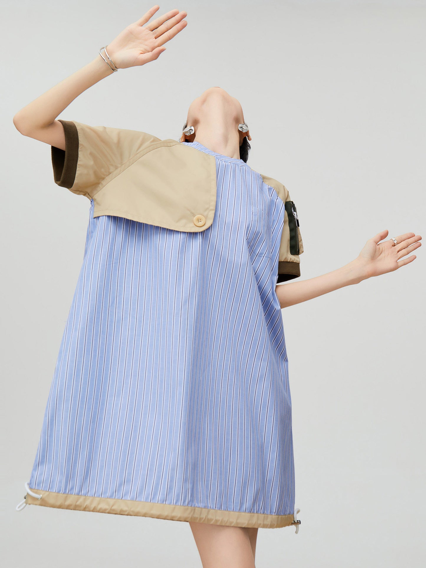 Mixed Material Docking Balloon Dress FER0357