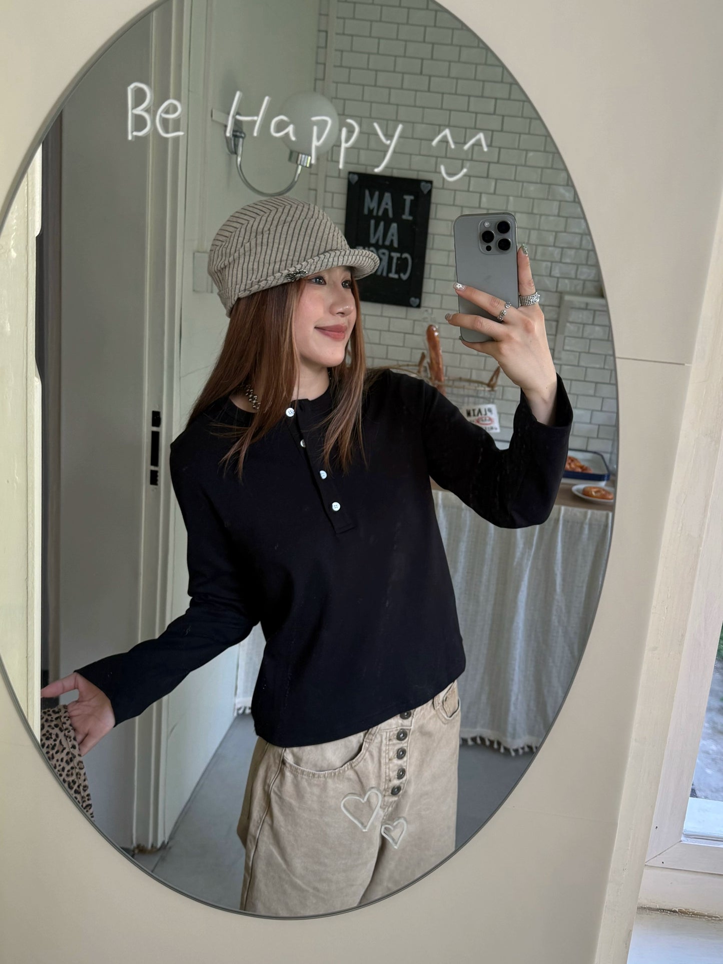 Half-Button Long Sleeve Top CYE0022