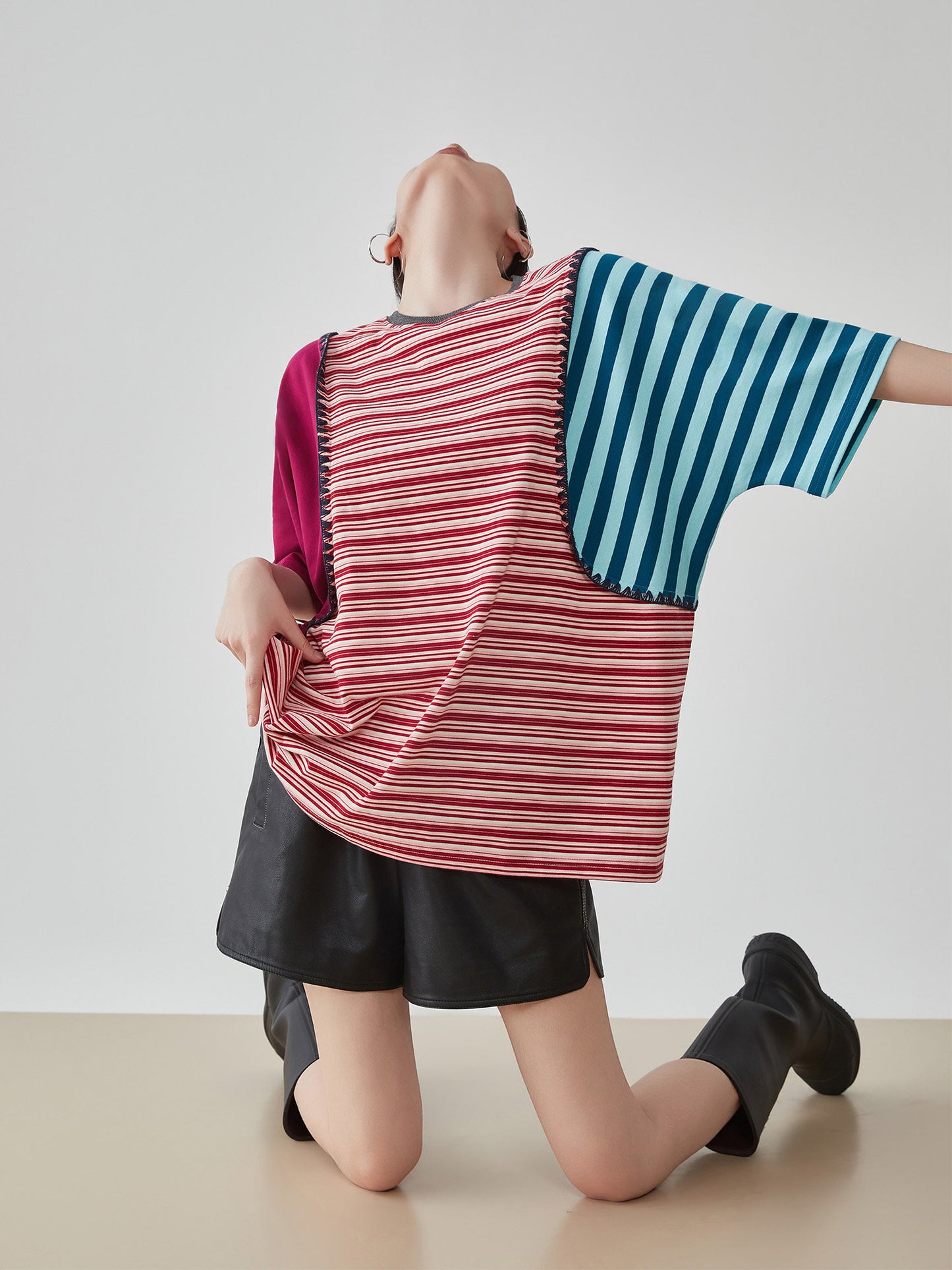 Patchwork-Style Oversized T-Shirt FER0246