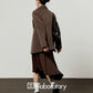 Retro Autumn Jacket/Striped Shirt/Brown Asymmetrical Skirt LLA0542