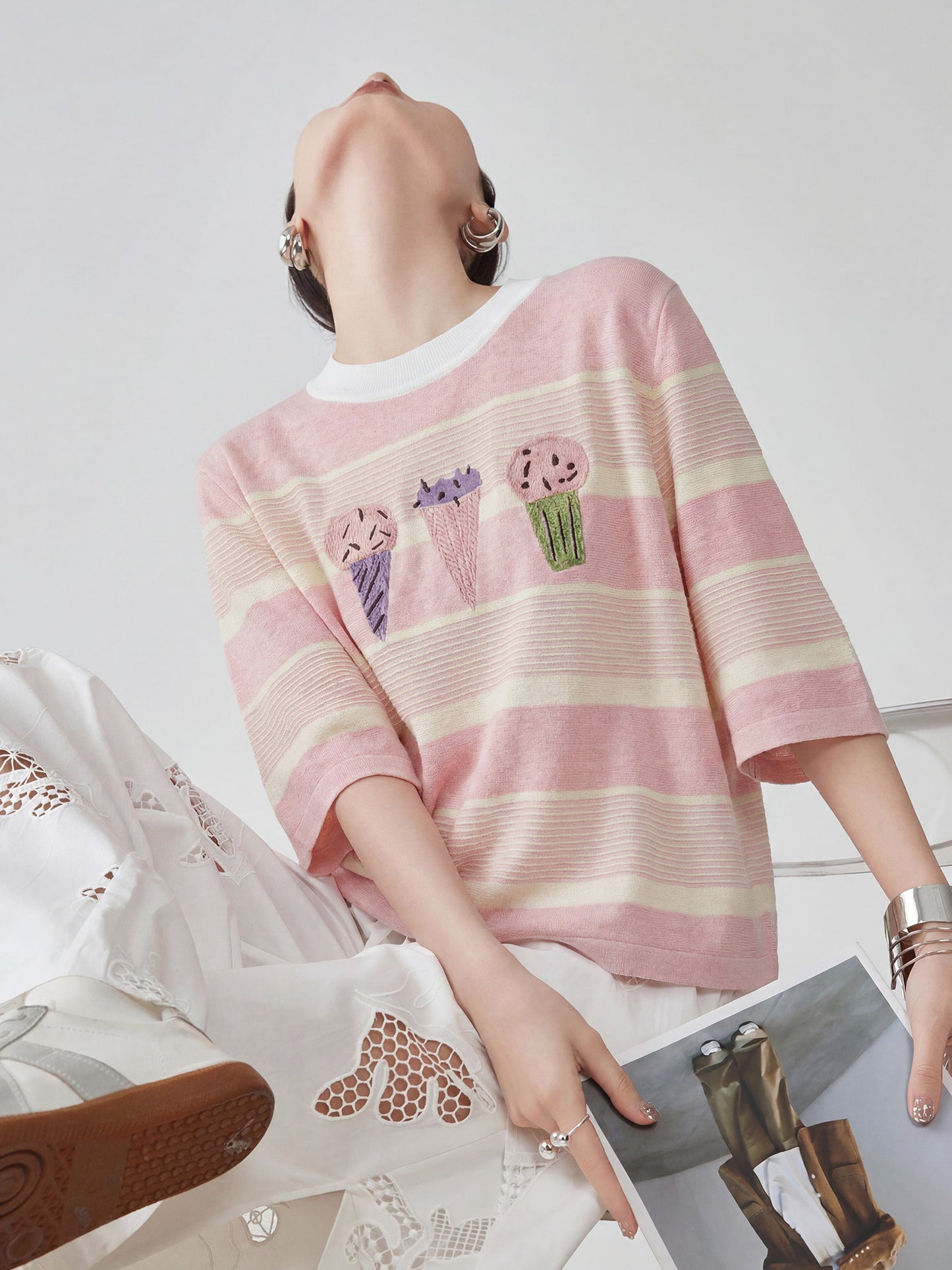 Ice Cream Short-Sleeve Summer Knit FER0259