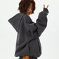 Oversized Leather Patch Design Hoodie HGX0043
