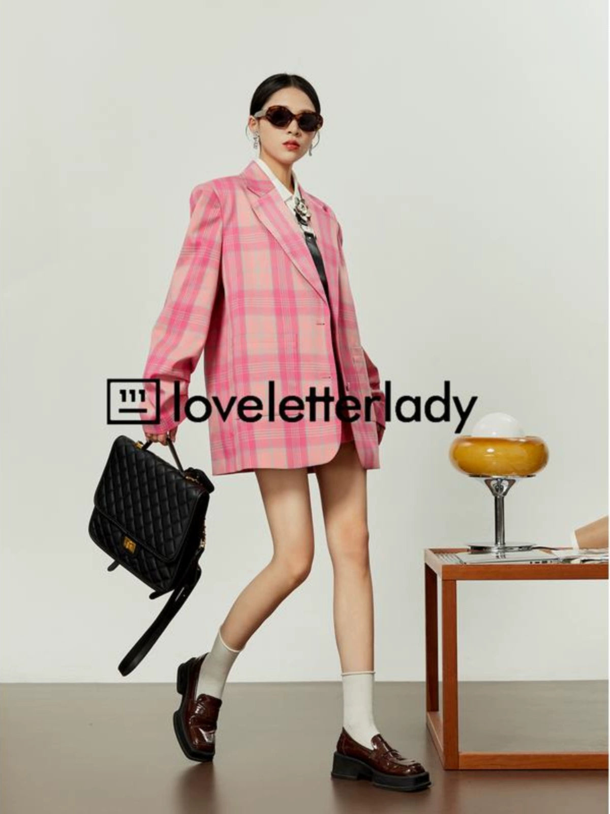 Pink Girly Check Jacket / Check Pleated Skirt LLA0020