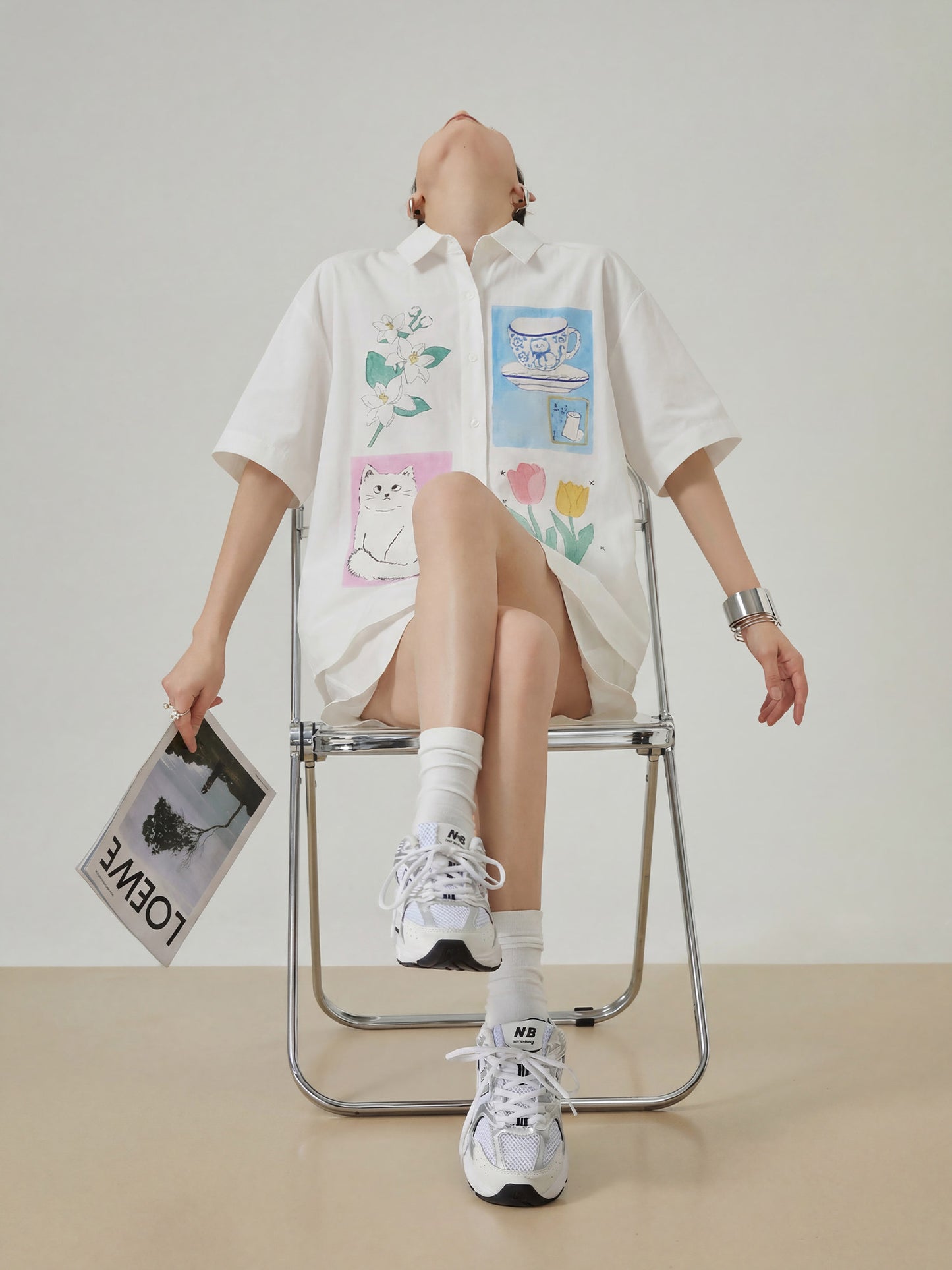 Flower Print Short Sleeve Shirt / Shorts FER0308