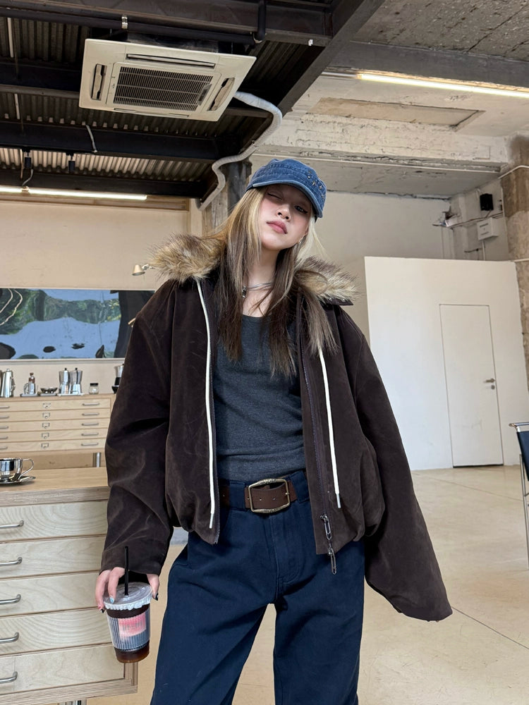 Fur Collar Suede Jacket CYE0032