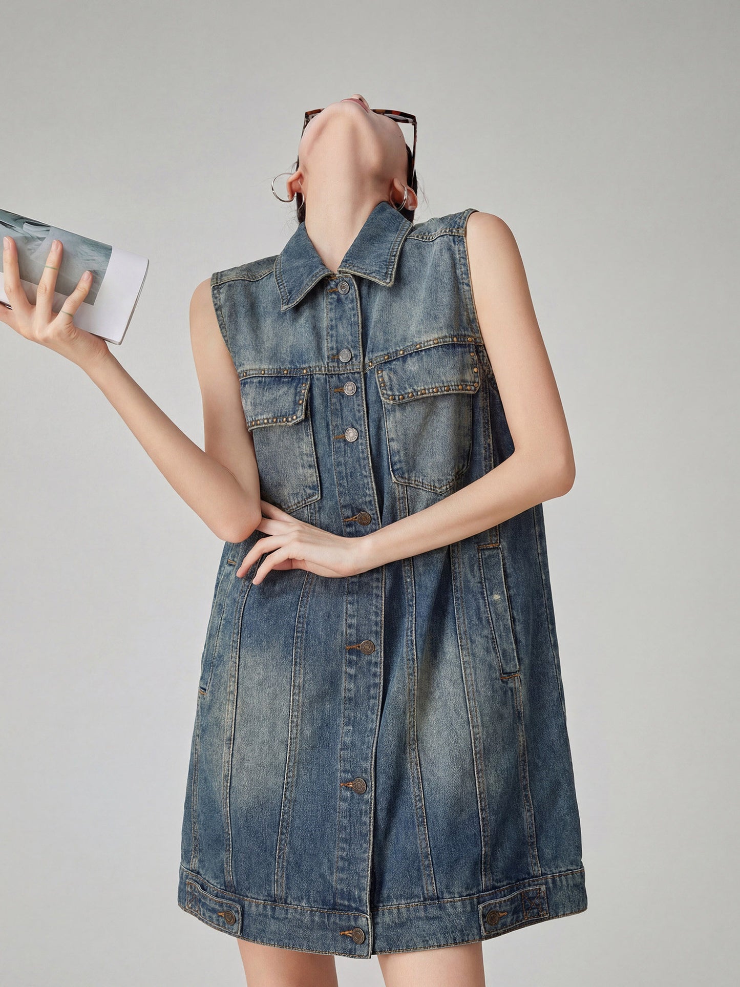 Vintage Sleeveless Denim Mini Dress FER0190