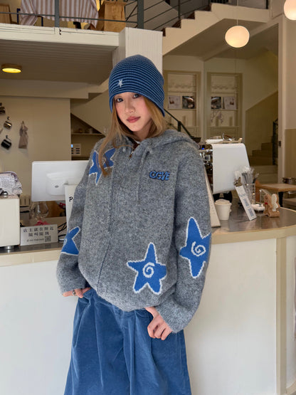 Star Hoodie Knit Jacket CYE0094