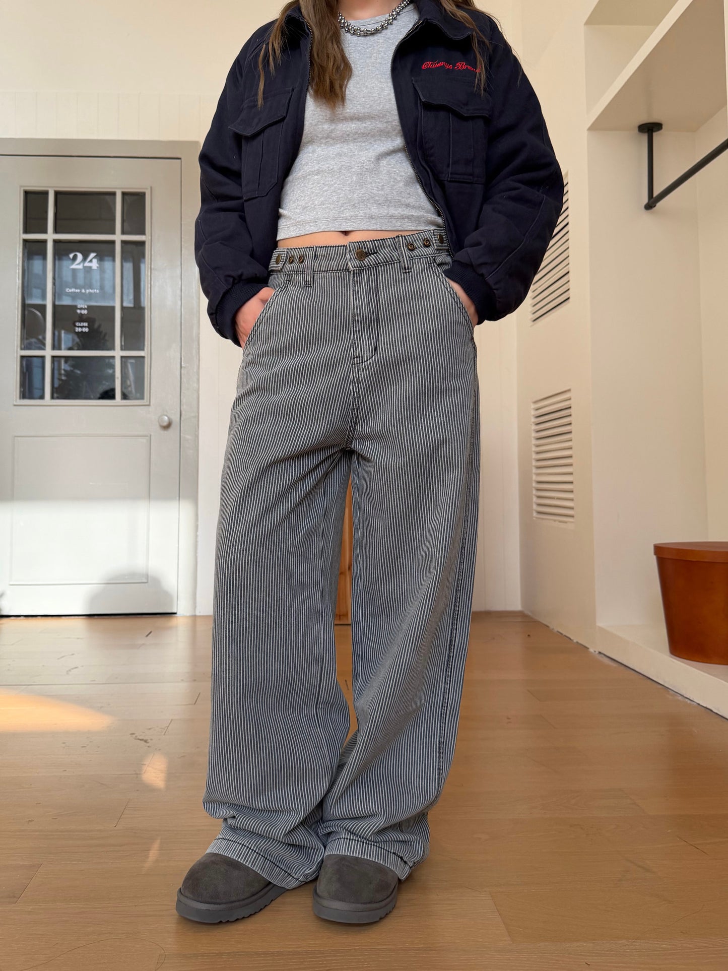 Pinstripe Wide Denim Pants CYE0100