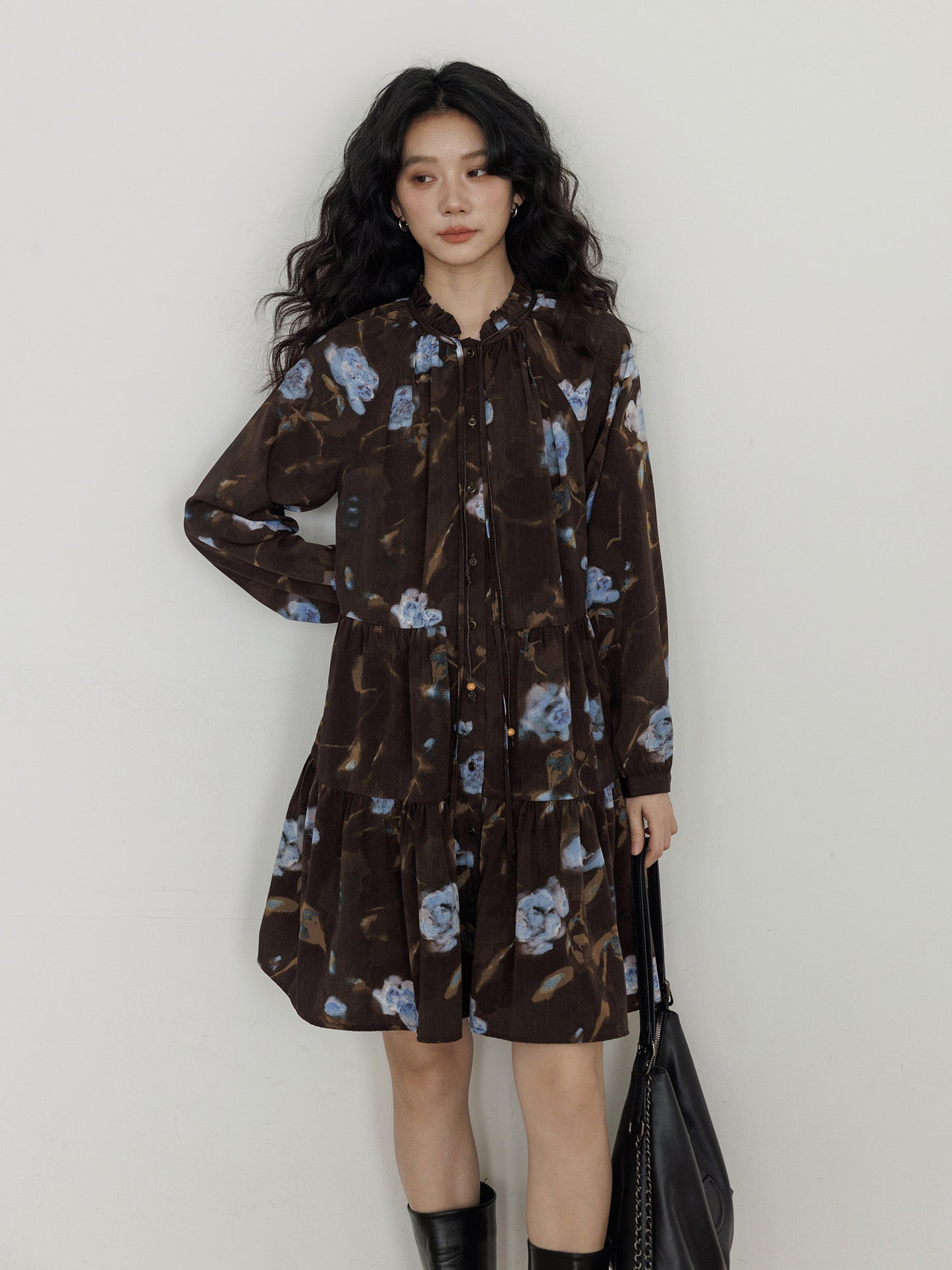 Retro Flower Print Dress VAS0184