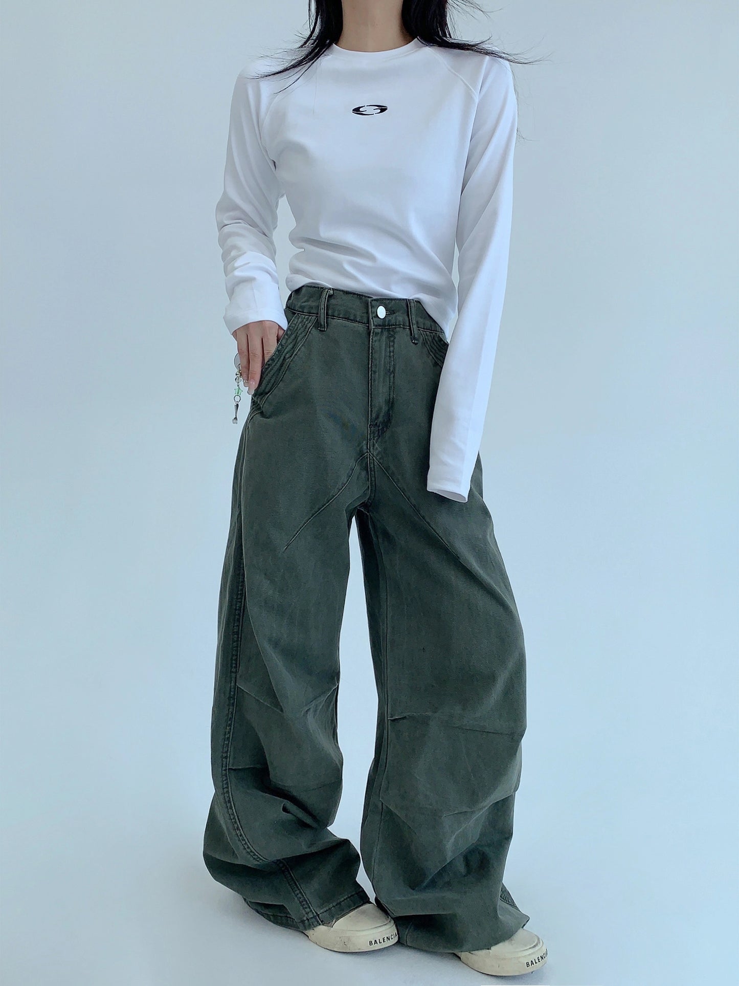 Oversized Denim Cargo Pants YLS0936
