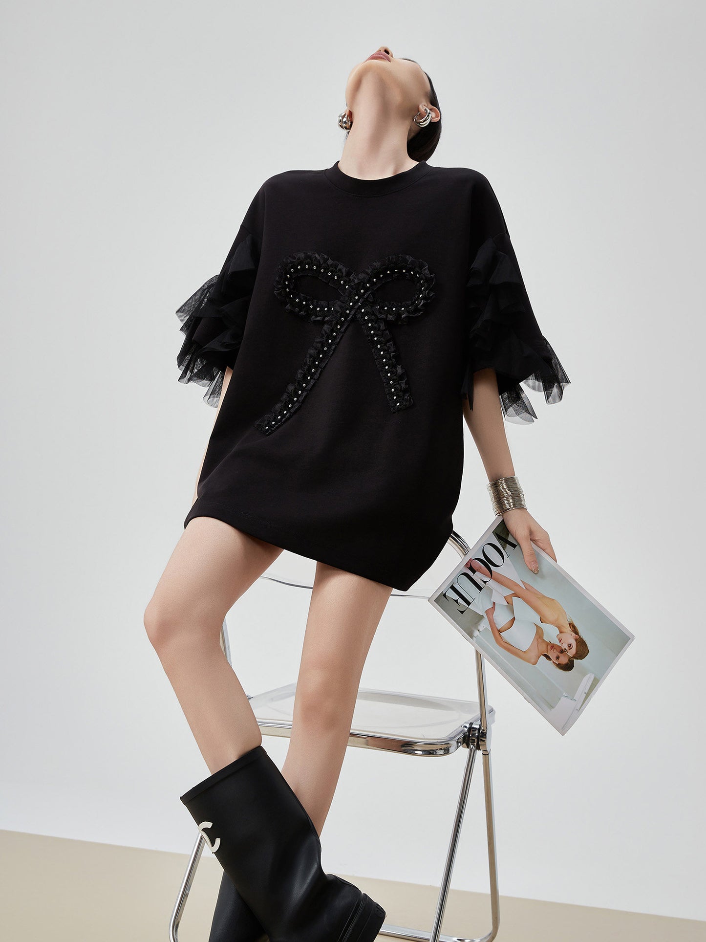 Ribbon & Tulle Frill T-Shirt FER0189