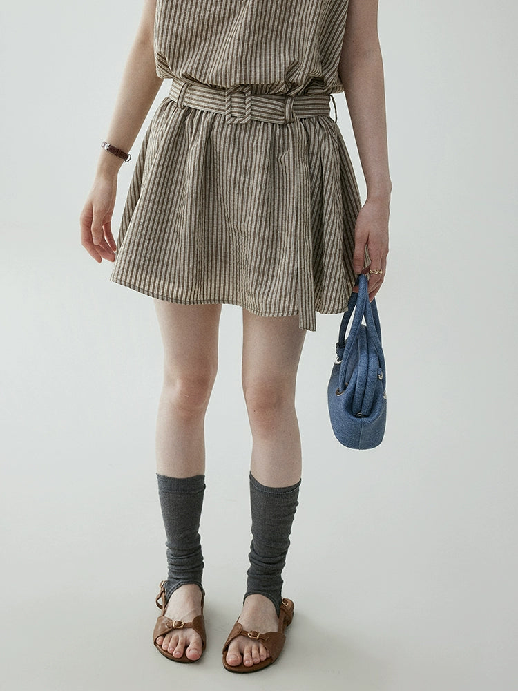 French Striped Halter Dress VOE0001