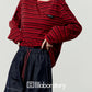 Border Long Sleeve T-Shirt / Relaxed Denim Pants LLA0517