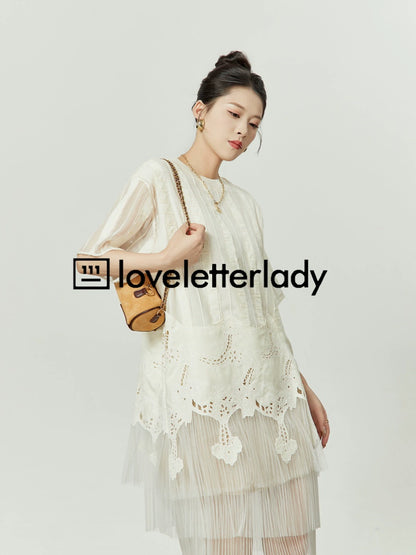 Off White Embroidery Dress LLA0177