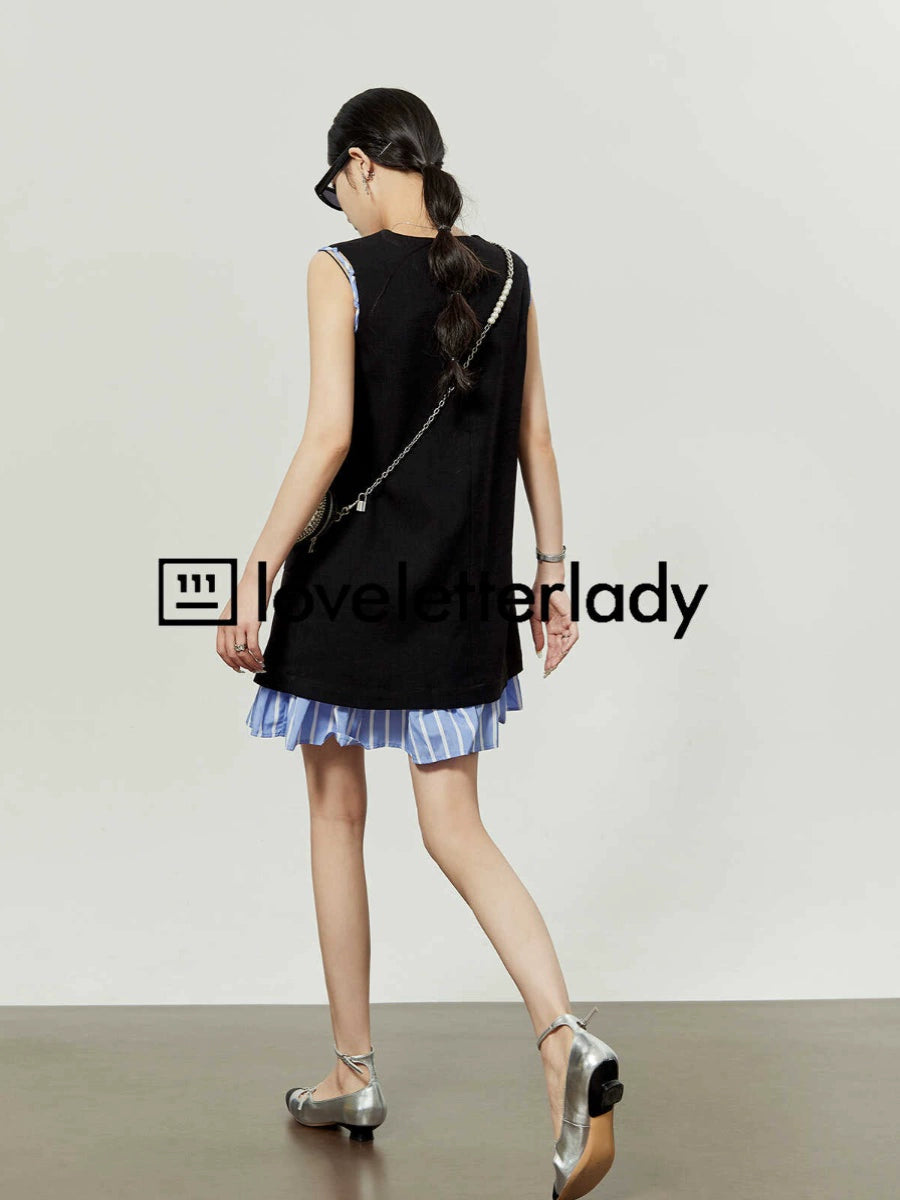 Black & Blue Stripe Dress LLA0142