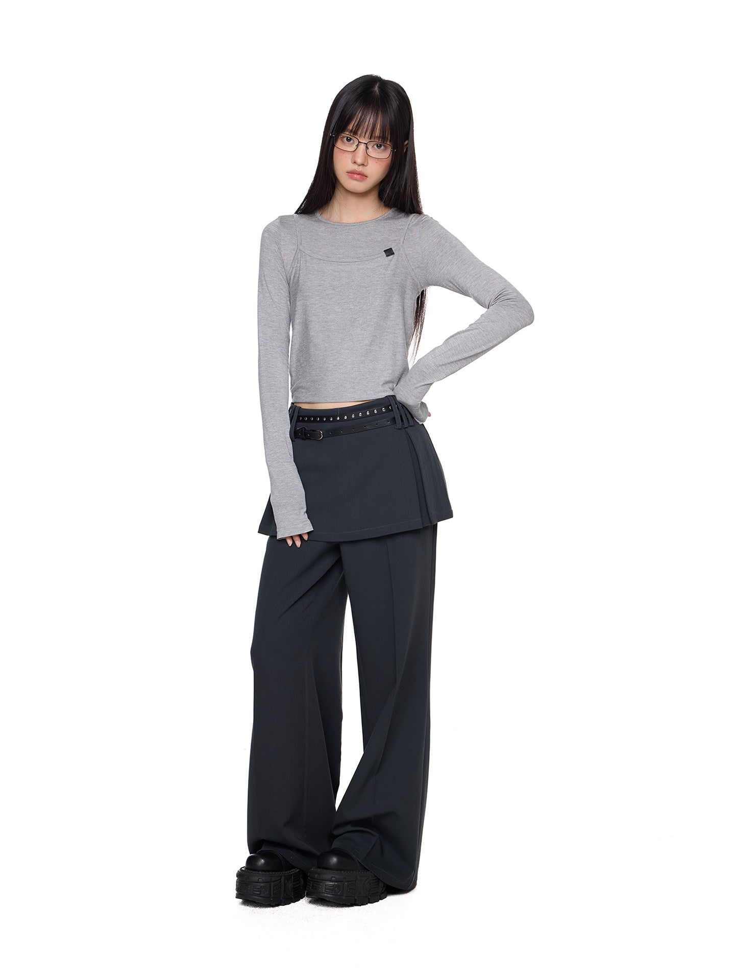 Straight-Leg Skirt-Pants EZK0093
