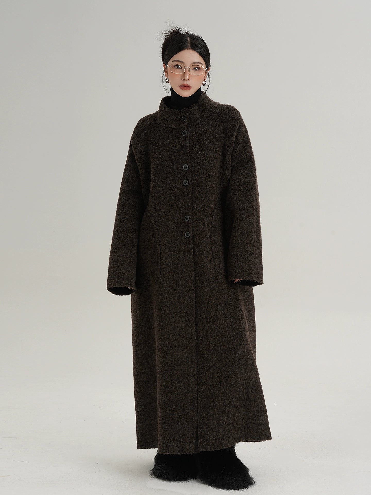Mock Neck Long Coat SRS0407